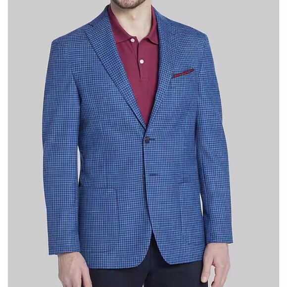 44L Jos A BANK Tailored Fit Check Sportcoat Blazer E01055 - Picture 1 of 11